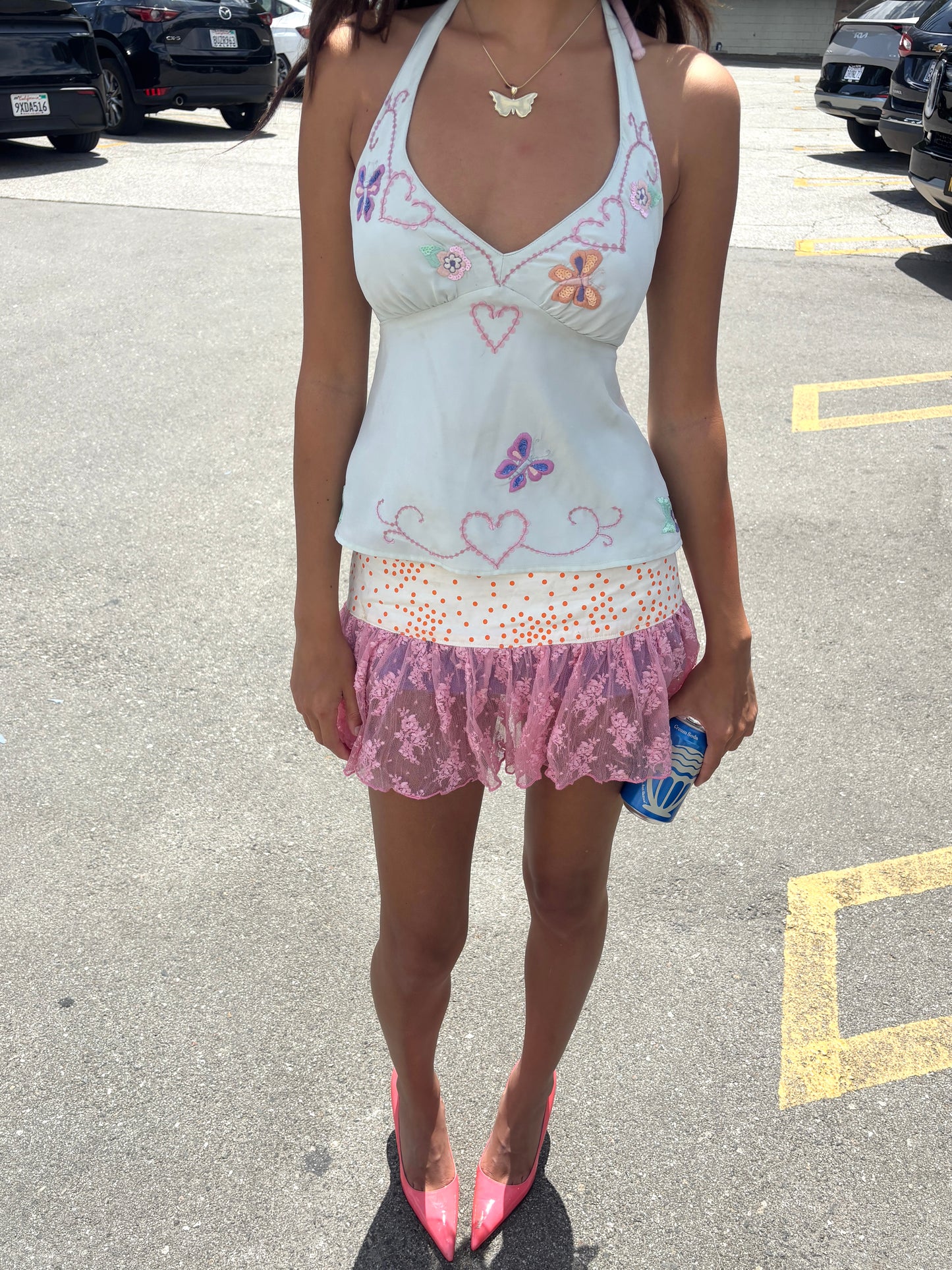 VINTAGE SILK BUTTERFLY TOP