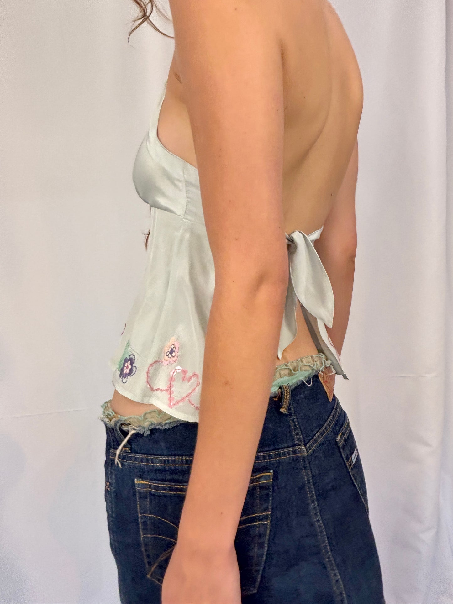 VINTAGE SILK BUTTERFLY TOP