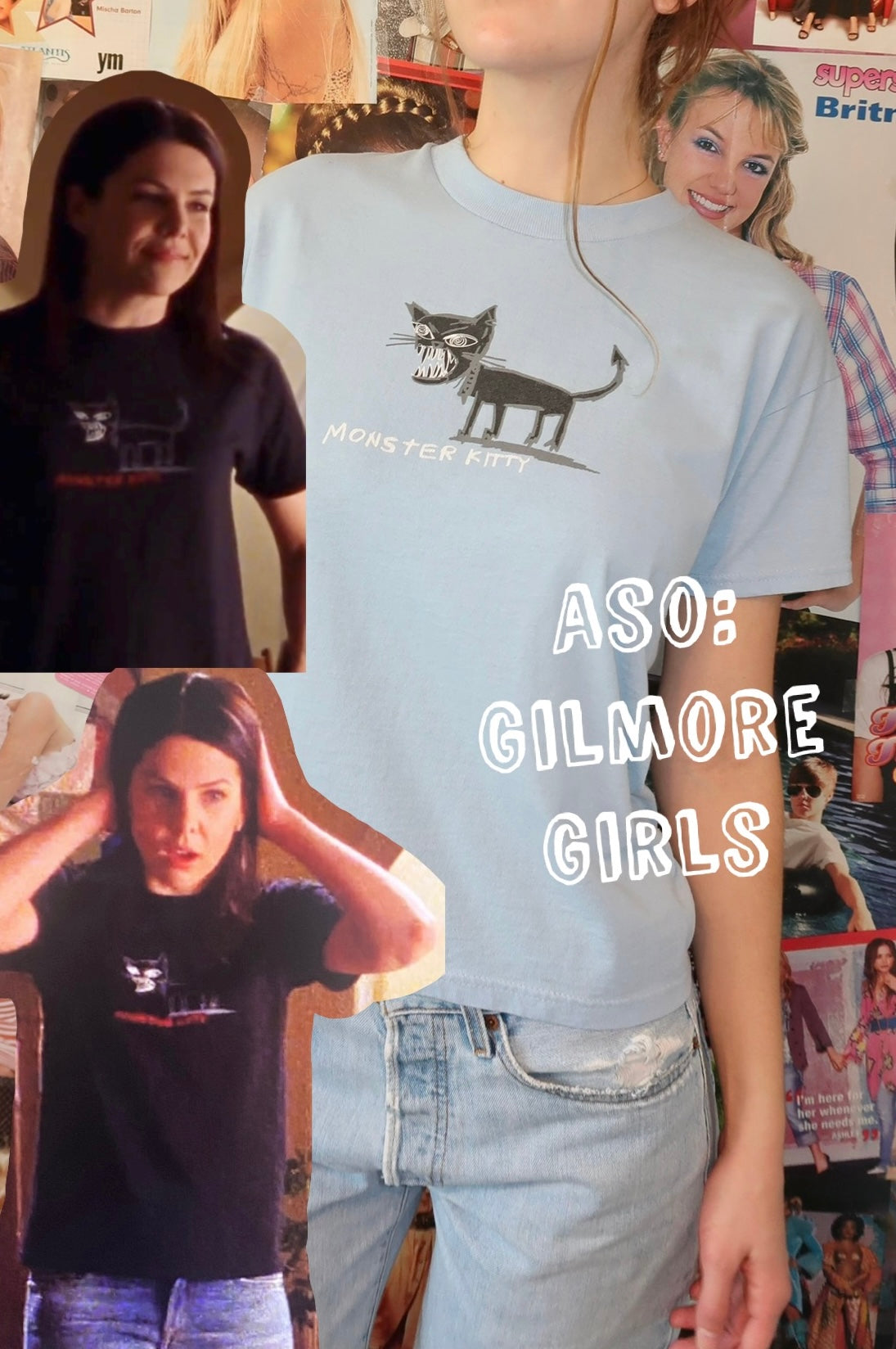 LORELAI GILMORE MONSTER KITTY TEE